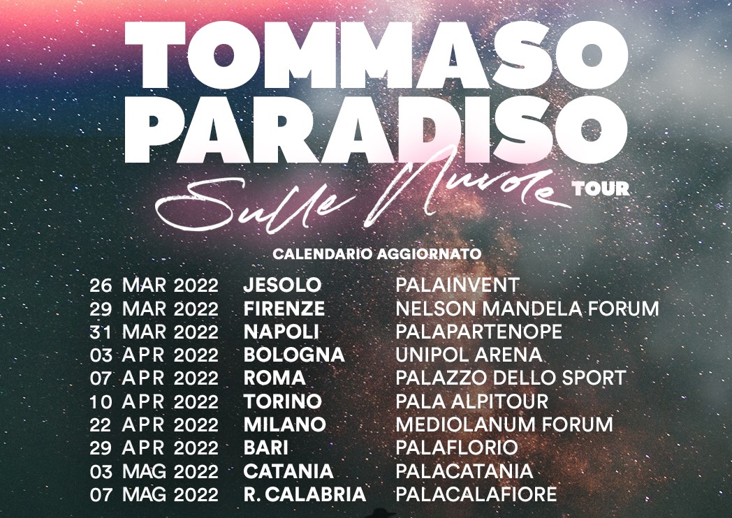 Sulle Nuvole Tour di Tommaso Paradiso, le nuove date del tour che slitta al 2022