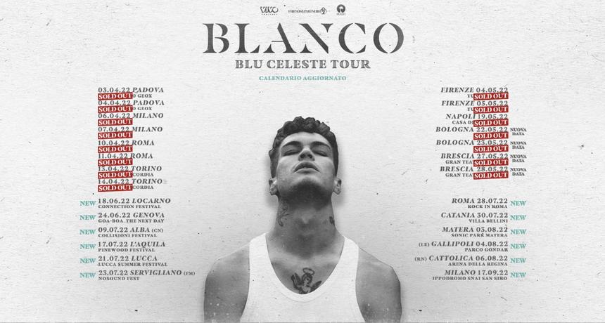 Blanco annuncia le nuove date estive del Blu Celeste Tour