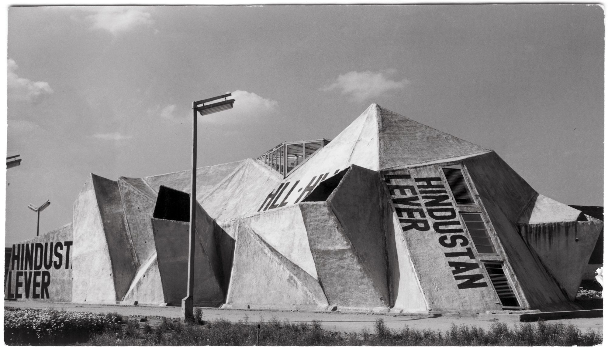 Hindustan Lever Pavilion, Pragati Maidan, New Delhi, India. 1961. Demolished. Charles Correa (1930–2015), and Mahendra Raj (b. 1924). Exterior view. Mahendra Raj Archives