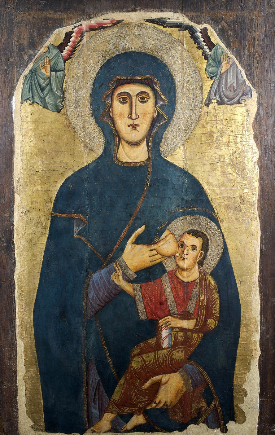Madonna che allatta il bambino e angeli, detta Madonna della Catena Secondo quarto del XIII secolo Tempera su tavola e pastiglia in argento dorato Roma, Chiesa di S. Silvestro al Quirinale, Patrimonio del Fondo Edifici di Culto, amministrato dal Ministero dell’Interno – Dipartimento per le Libertà Civili e l’Immigrazione – Direzione Centrale degli Affari dei Culti e per l’Amministrazione del Fondo Edifici di Culto