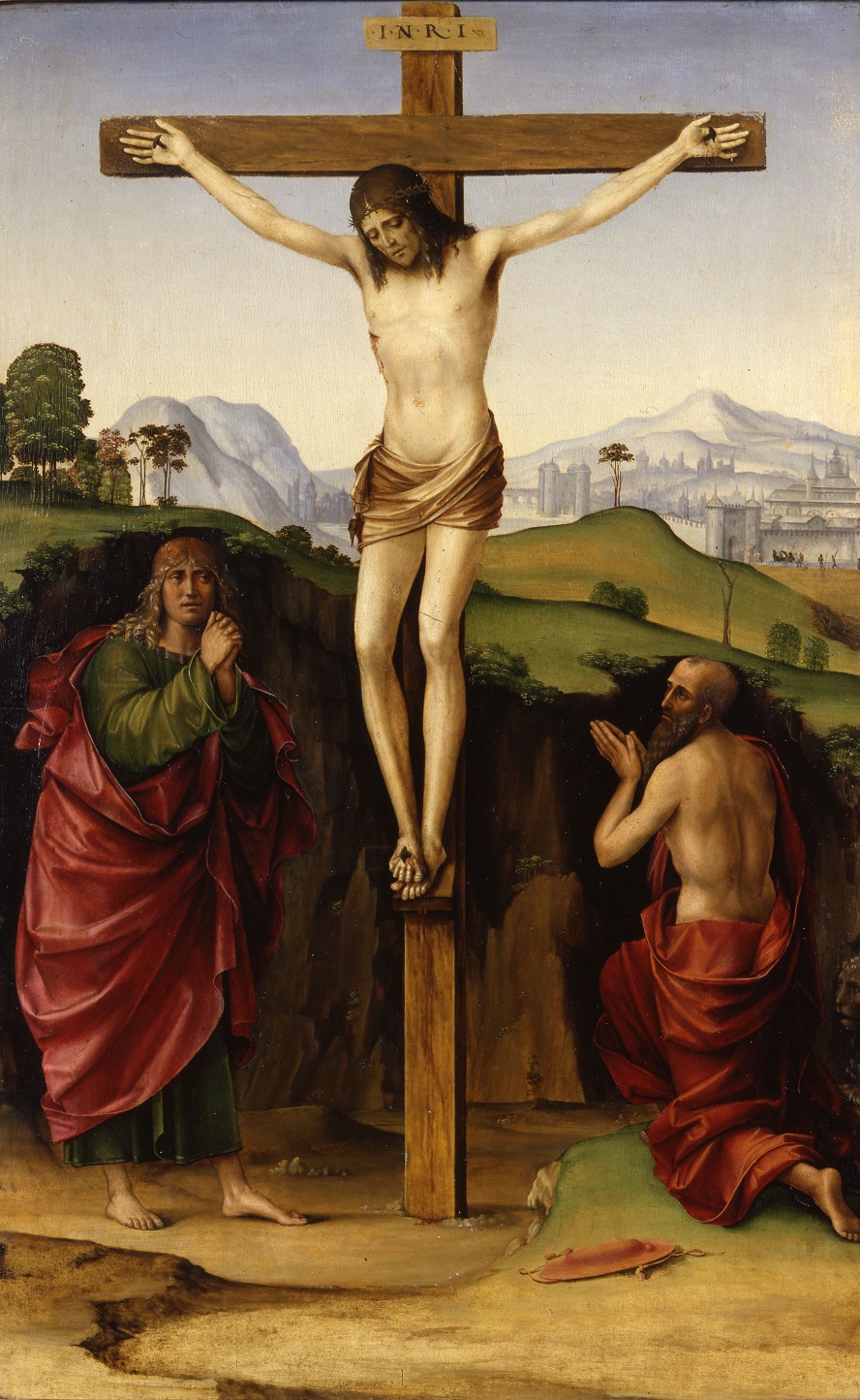 Francesco Raibolini, detto il Francia (Bologna, c. 1450 – Bologna, 1517) Crocefissione coi santi Giovanni e Girolamo, 1485 Olio su tavola, cm 52 x 33,5 Bologna, Collezioni Comunali d’Arte Courtesy Settore Musei Civici Bologna