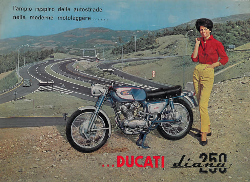 antologia-della-moto-bolognese--1920-1970---immagini-Cartolina_pubblicitaria_della_moto_Ducati_Diana_250,_1961,_Enrico_Ruffini,_Archivio_personale