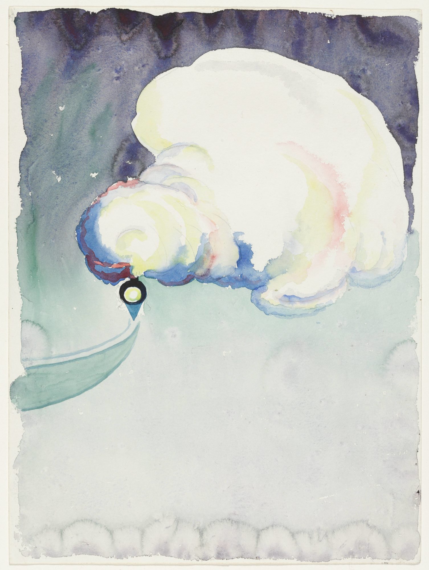 Georgia O’Keeffe. Train at Night in the Desert, 1916. Watercolor and pencil on paper. 11 7/8 x 8 7/8″ (30.3 x 22.5 cm). The Museum of Modern Art, New York. Acquired with matching funds from the Committee on Drawings and the National Endowment for the Arts, 1979. © 2022 Georgia O’Keeffe Museum / Artists Rights Society (ARS), New York