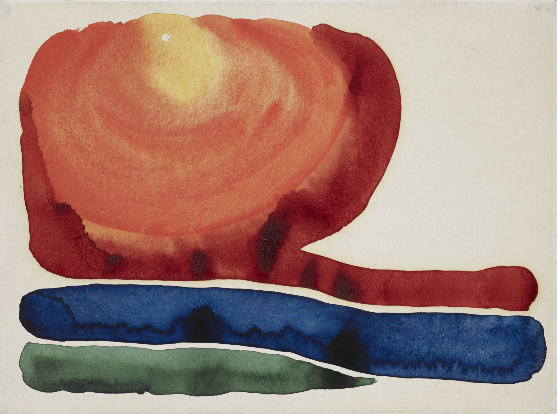 Georgia O’Keeffe. Evening Star No. II, 1917. Watercolor on paper. 8 3/4 × 12  (22.2 × 30.5 cm). Courtesy Crystal Bridges Museum of American Art, Bentonville, Arkansas. Photography by Dwight Primiano.   2022 Georgia O’Keeffe Museum / Artists Rights Society (ARS), New York