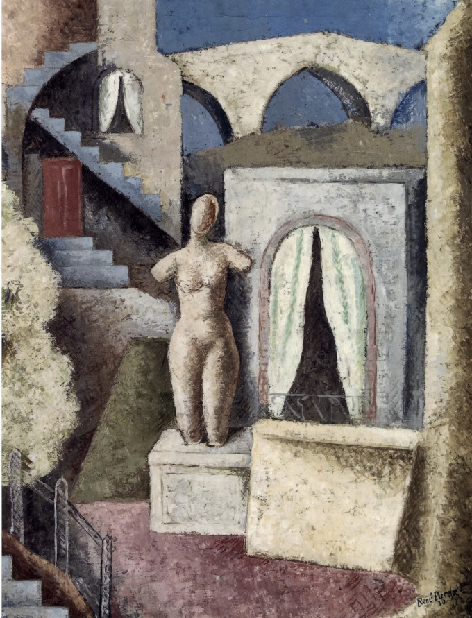 Renato Paresce, Composizione con statua, 1930