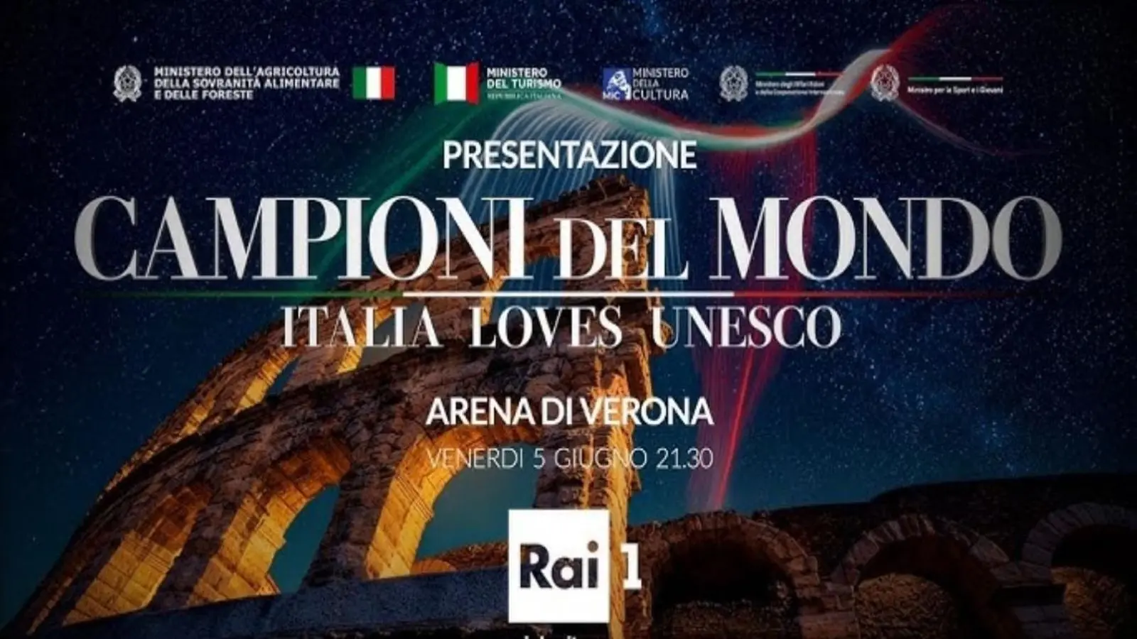 Campioni del mondo - Italia loves Unesco condotto da Milly Carlucci