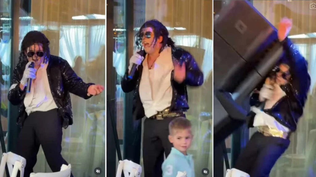 Imita Michael Jackson al ristorante, poi la cassa gli precipita in testa: il video è virale